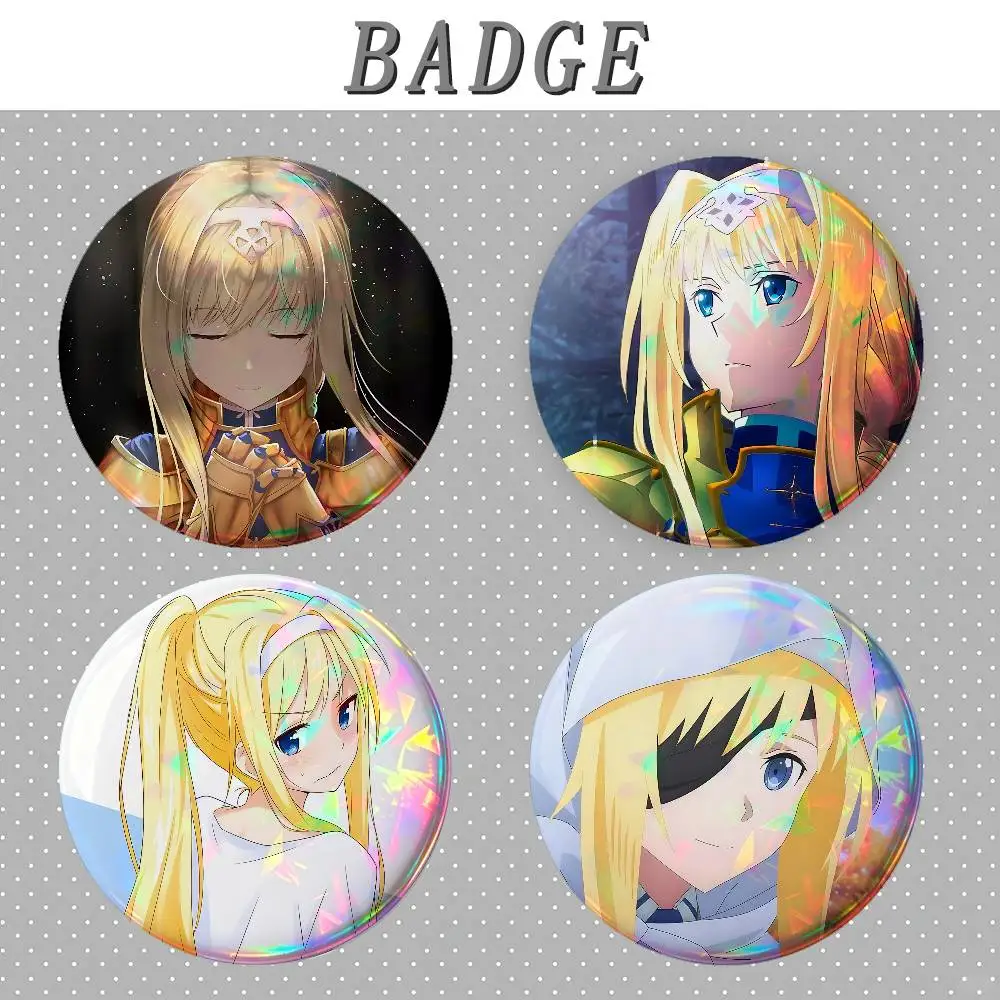 Alice Zuberg Cartoon Badges Tinplate Soft Button Pin Brooch Metal Badge Custom Jewelry Accessories Hat Bag Lapel