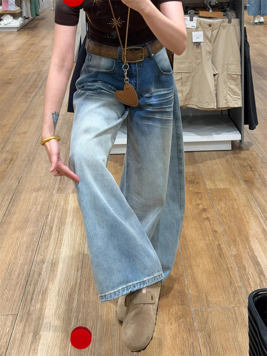 

Slimming High Waist Wide Leg Blue Jeans Women's Summer 2026 Style Knife Thin Denim Pants Vintage Casual Loose Fit