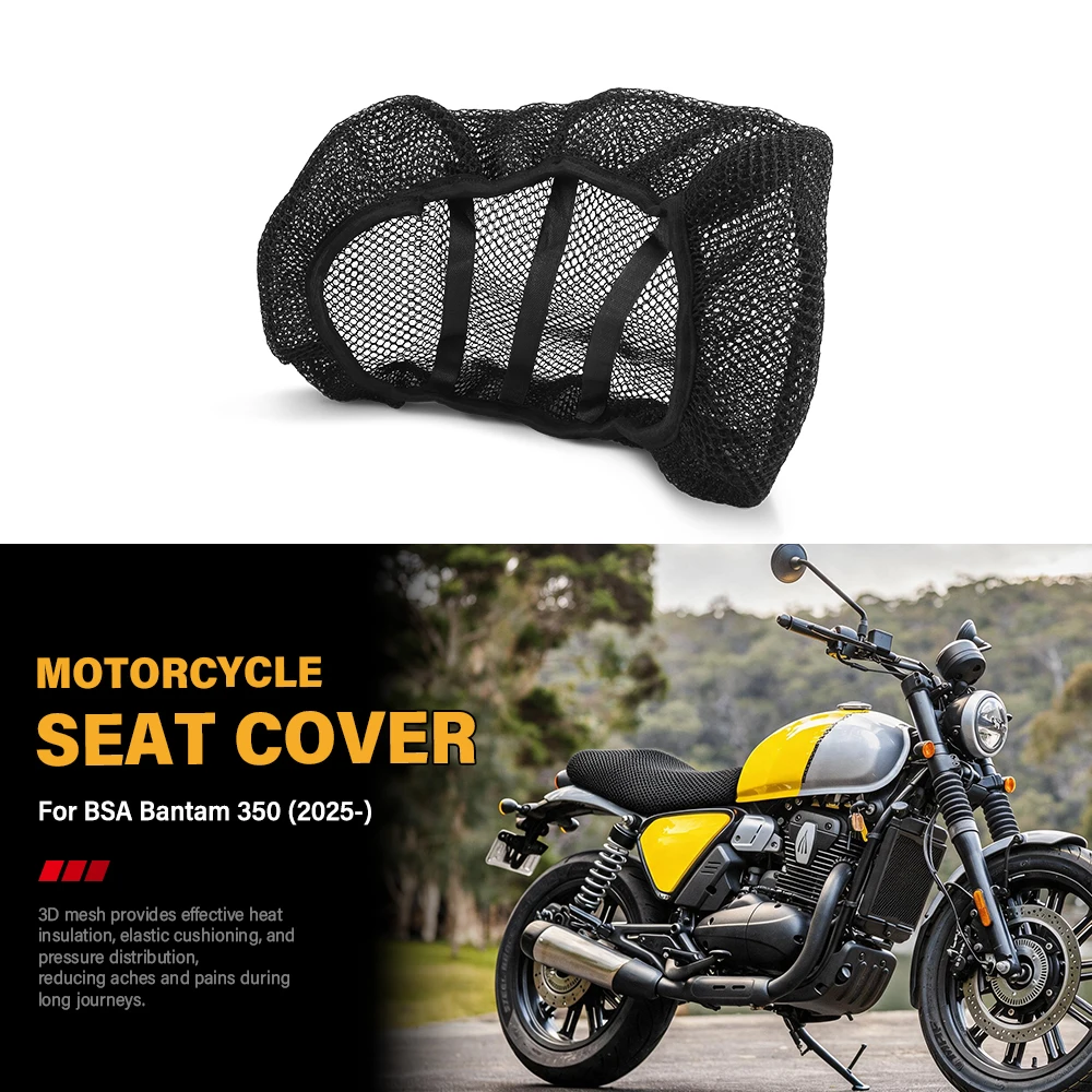 For BSA Bantam 350 2025 2026 Motorcycle 3D Mesh Seat Cover Breathable Anti-Slip Cooling Saddle Cushion Protector Accessories
