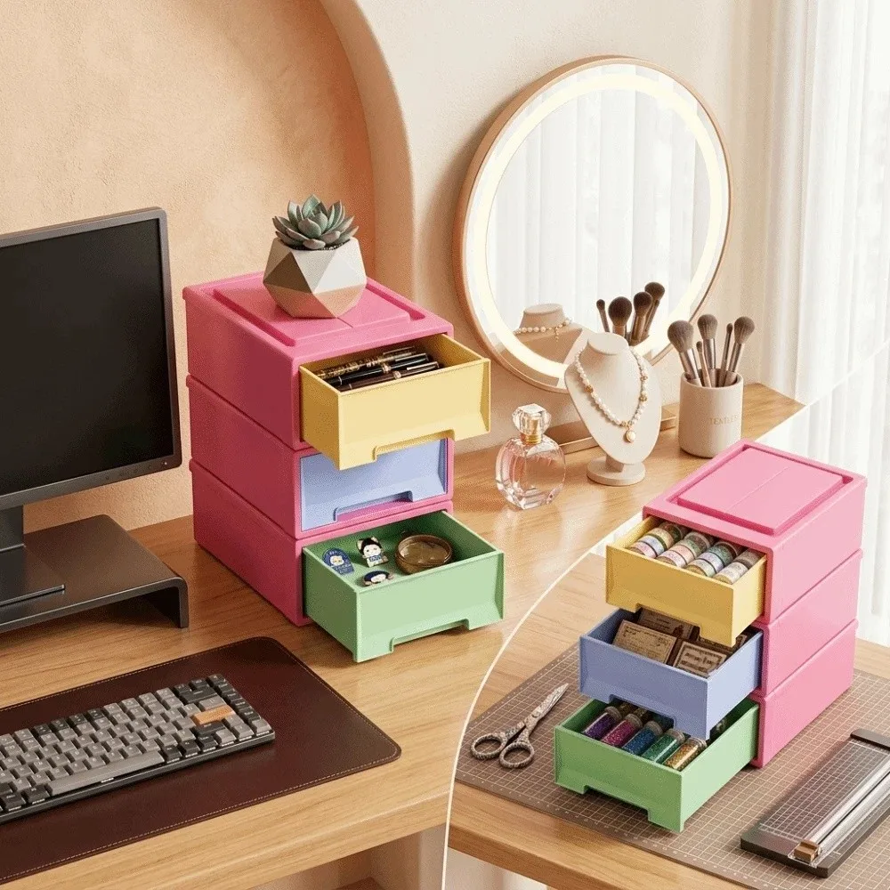 Drawer-Type Underwear Storage Box Bright-Color Dopamine Style Closet Organizer Smooth Pull-Out Drawer Stackable Drawer Organizer