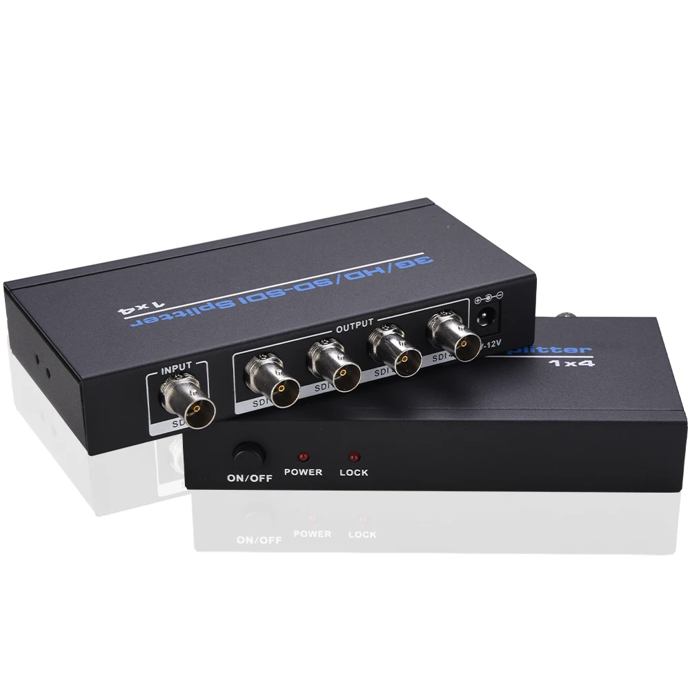 SDI Splitter 3G HD SD-SDI 1 Input 4 Output BNC Video 1080P SDI Signal Splitter for CCTV Camera Monitor Live Streaming