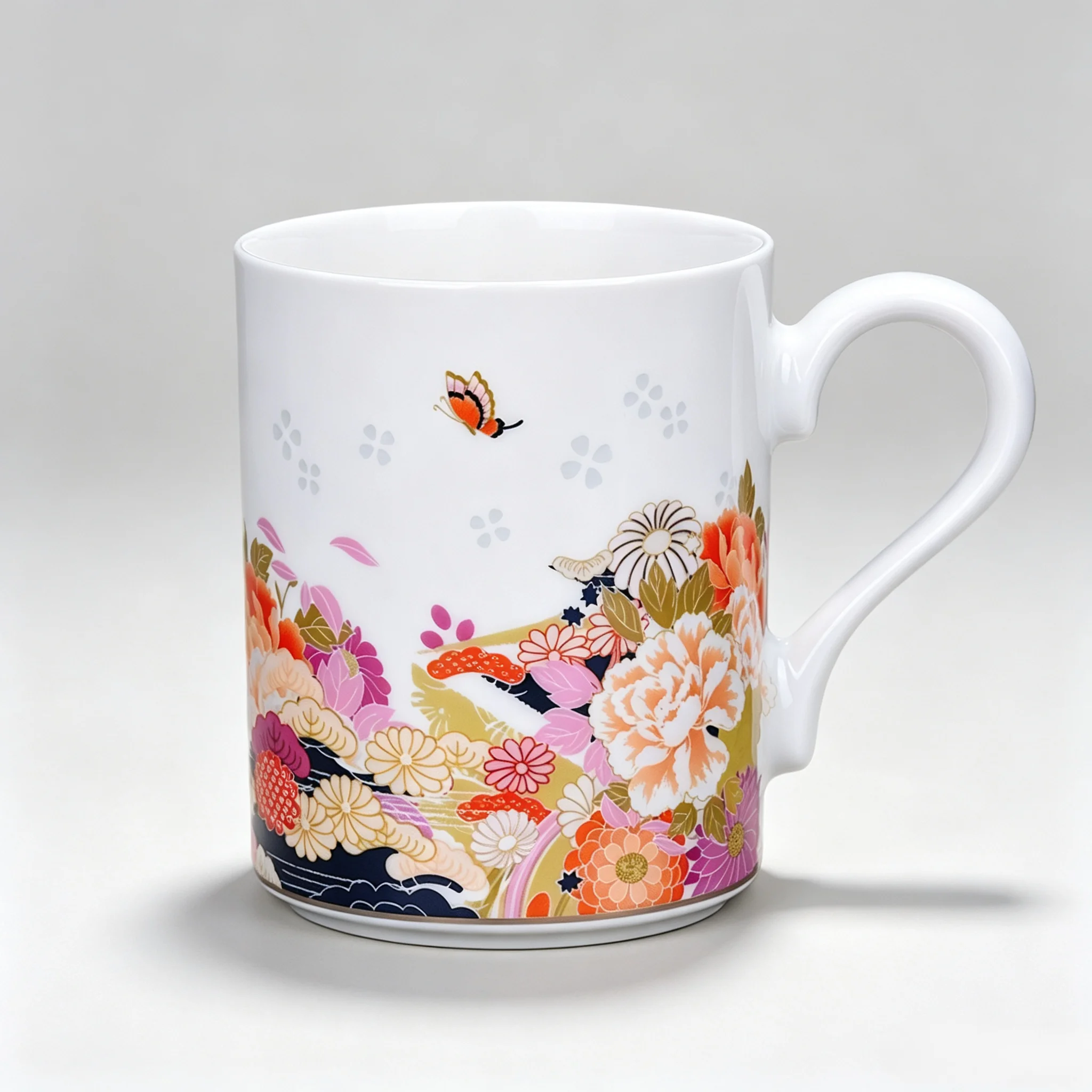 LIANHUA POTTERY Linglong Porcelain Mug 350ml Handcrafted Garden Design Drinkware Luxury Wedding Anniversary and Birthday Gift