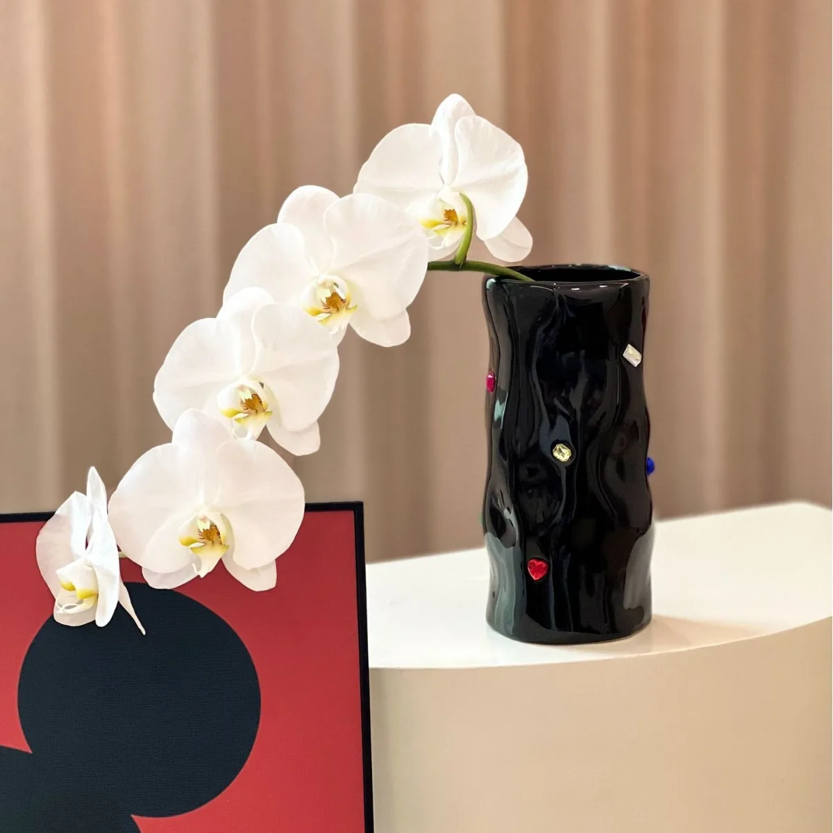 Ceramic Vase Coloured Gemstone Embellishment Jewel Flower Arrangement Crafts Terrarium Home Decoration Accessories