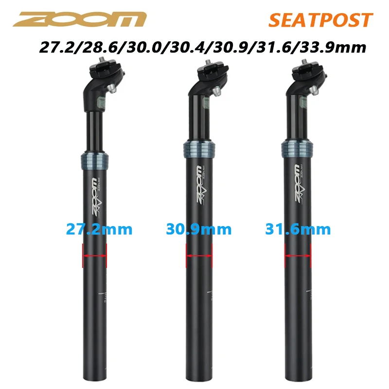 ZOOM Bike Seat Post 27.2/28.6/30.0/30.4/30.9/31.6/33.9mm Mountain bike/Road Bike Seat Post Length 350mm Shock Absorber Seat Post