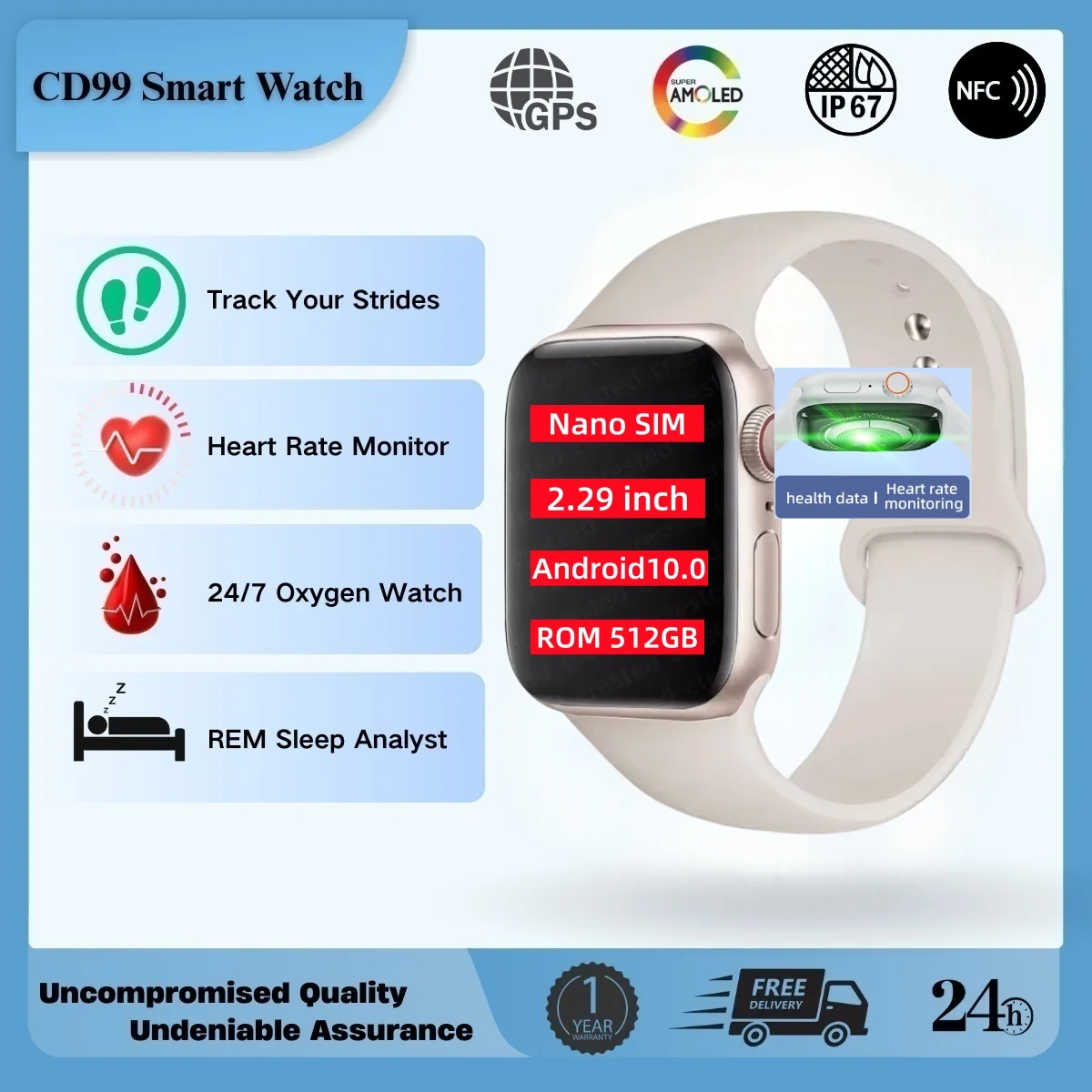 

Sim Card Smart Watch Women Men Smart Bracelet Heart Rate Step Count Sport Fitness Health Monitor Waterproof Smartwatch Ladies