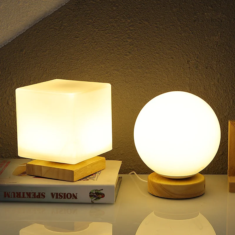 LED Night Light Cube Cylinder Ball Lamp USB Plug Home Bedroom Decor Creative Gifts For Children Kids Couple