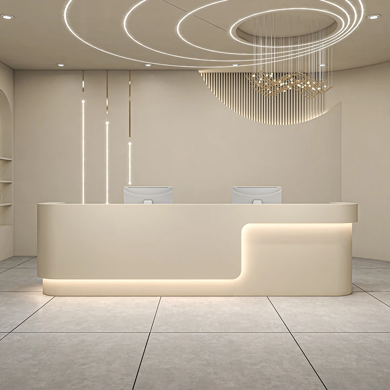 

Salon Counter Reception Desk Modern Advisory Cabinet Standing Information Check Out Front Desk Comptoir Caisse Office Furniture