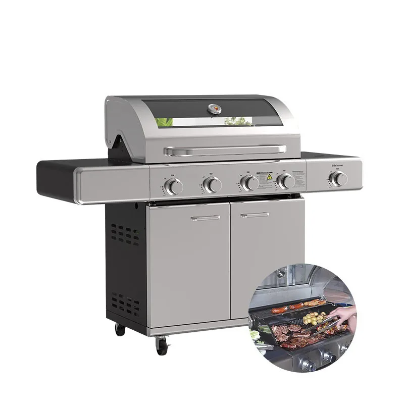 OEM Customize Professional Stainless Steel Outdoor Baking Oven Barbecue BBQ Gas Grill With 2023 New Design Mobile Handcart