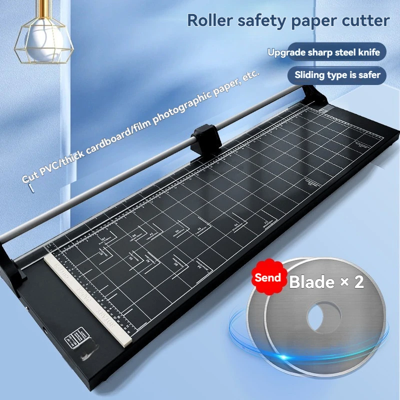 48 Inch Paper Cutter Hob Roller Cutter 1.25m Carbon Steel Rolling Knife Hand Push Iron Plate Roller Paper Cutting Machine
