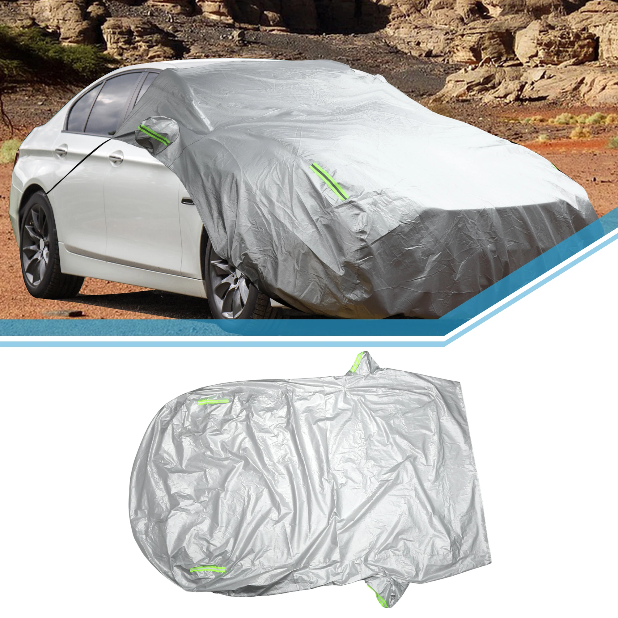 

UXCELL Front Half Car Cover 294x232cm Bonnet Cover Waterproof Outdoor Engine Hood Half Cover for Car Aluminum Film Cotton