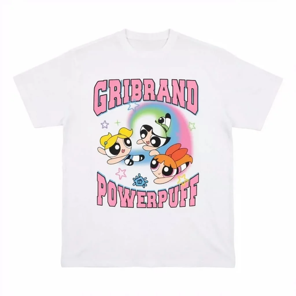Powerpuff Girls Cotton T Shirt Women's T-shirt Summer Cartoon  Tee Y2K Streetwear Casual Fashion Top Unisex Couple Matching Gift