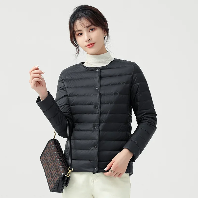 Chaqueta de plumón corta ligera para mujer, modelo fino y cálido a la moda, chaleco de manga larga con núcleo interior, novedad de Otoño Invierno
