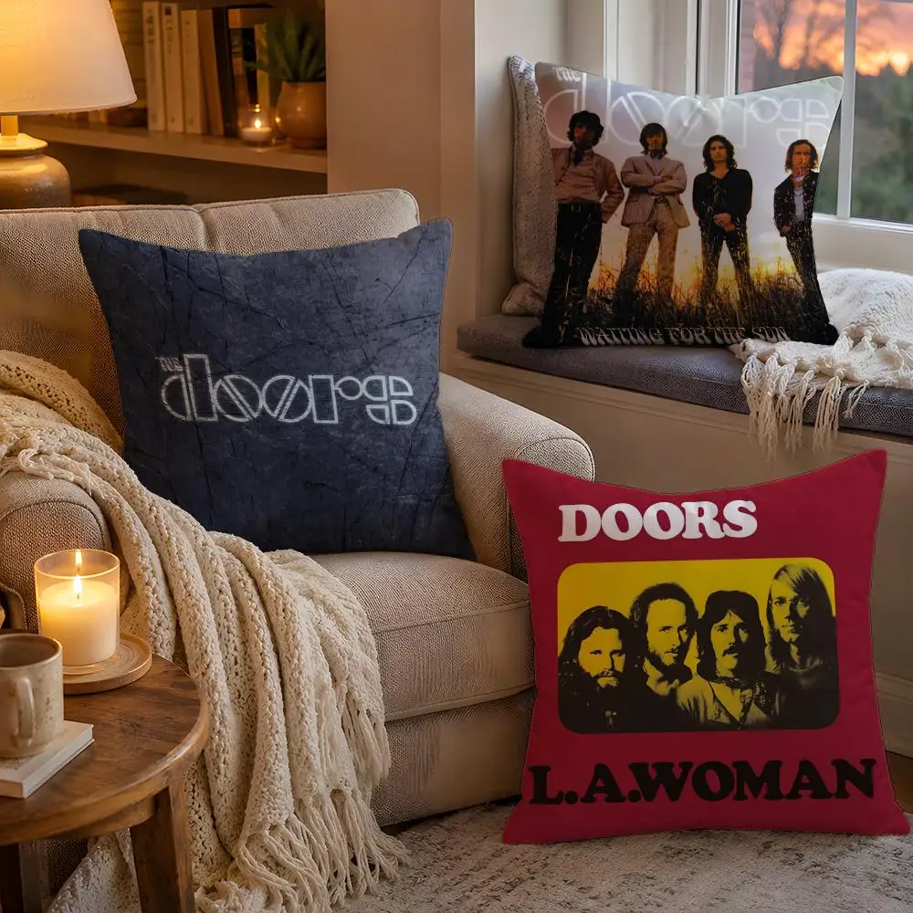 Rock Band THE DOORS Pillow Case Soft Plush Cushion Cover Double Print and Invisible Zipper for Sofa Home Car Use