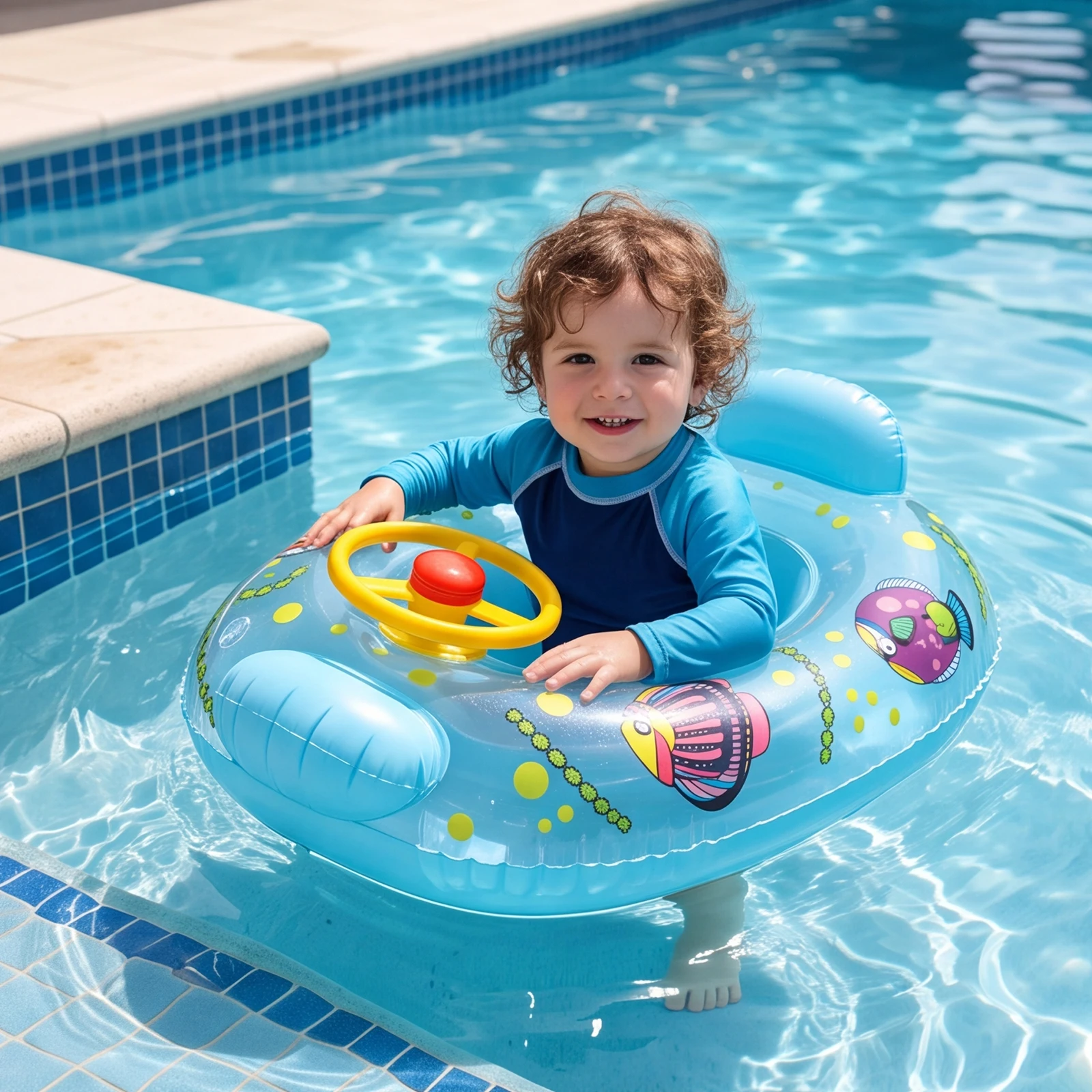 Car Shaped Swimming Ring with Steering Wheel Yacht Shape Swim Ring Swimming Seat Rings Accessories For Beach Pool Party
