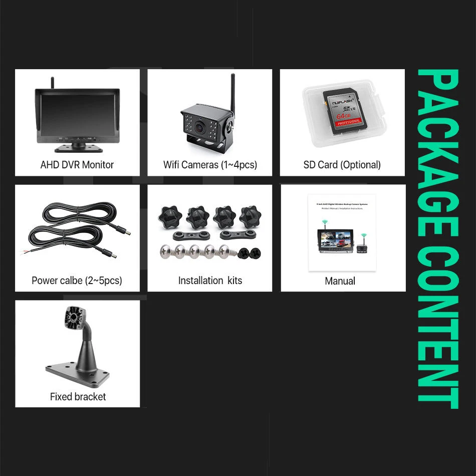 ระบบกล้องไร้สาย HD 1080P สําหรับรถบรรทุก 2 ช่อง 10.1 นิ้วสํารองและมองหลังย้อนกลับจอภาพฟังก์ชั่นกันน้ํา