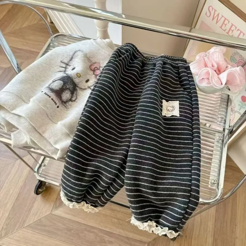 

Kawaii Hello Kitty Sanrio Children Cute Cartoon Comfortable Warm Hoodie Cotton Sports Clothes Trousers Christmas Gifts for Kids