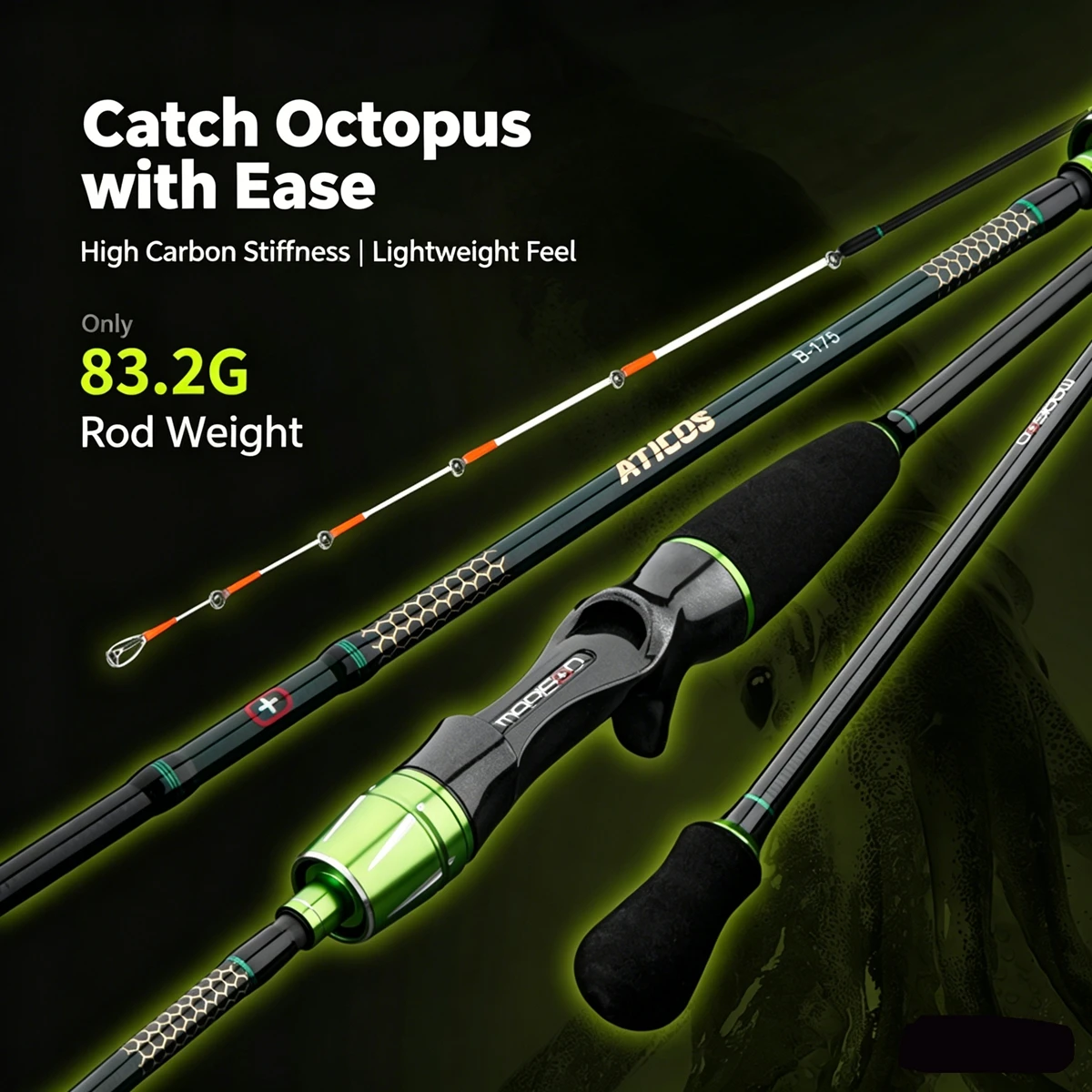 MARISOO ATICOS 30T+40T Mixed Carbon Cloth Ultra-light Ultra-hard Two-piece Boat Fishing Lure Rod Squid/Octopus Fishing Rod