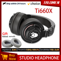 TALOMEN Ti660x Talomen Wired Studio Headphones Stereo Professional DJ Headphones Over-Ear Monitor Headphones Detachable Cable