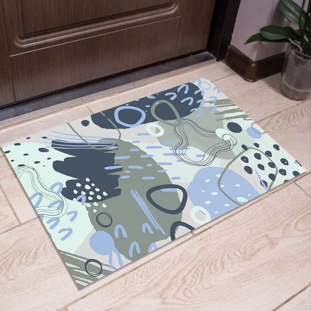 Non-Slip Rectangular Area Mat - Vibrant Abstract Design, Polyester Fiber, Machine Washable - Ideal for Living Room, Bedroom, Din