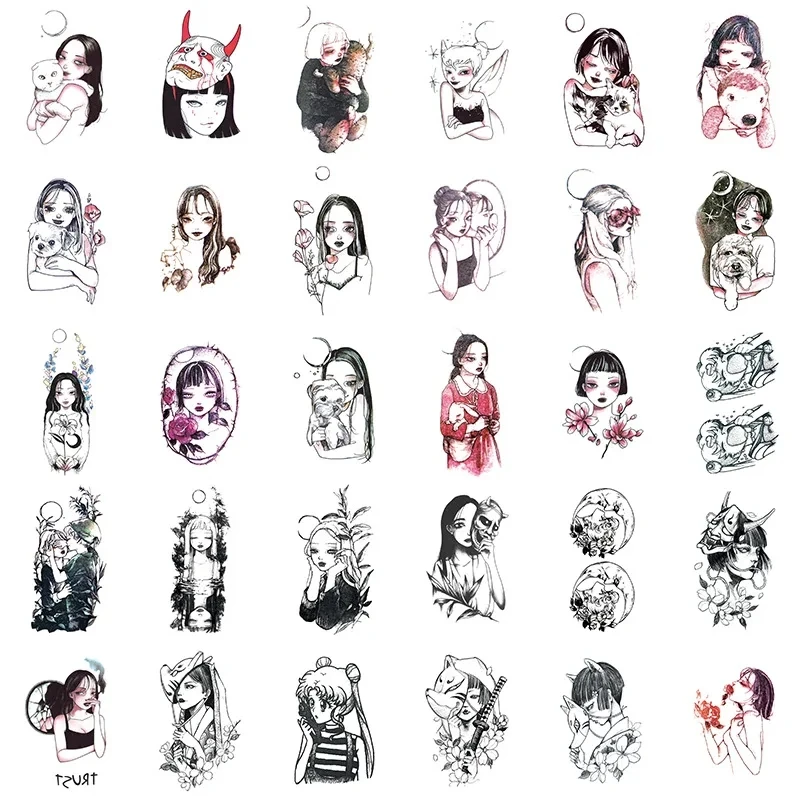 30pcs/lot Succubus Fake Tattoo for Women Dark Girl Sexy Tattoo Sticker Party Decor Thigh Clavicle Hand tatouage femme temporaire