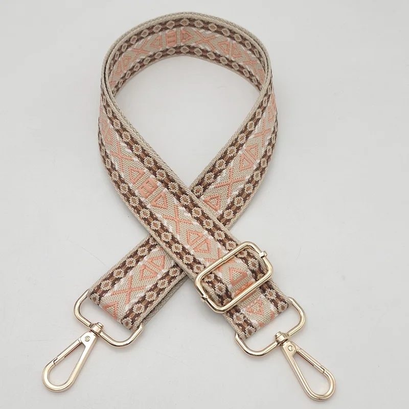 IGNICASE New Ethnic Style Adjustable Bag Strap Wide Crossbody Bag Replacement Strap Vintage Geometric Embroidery Bag Accessories