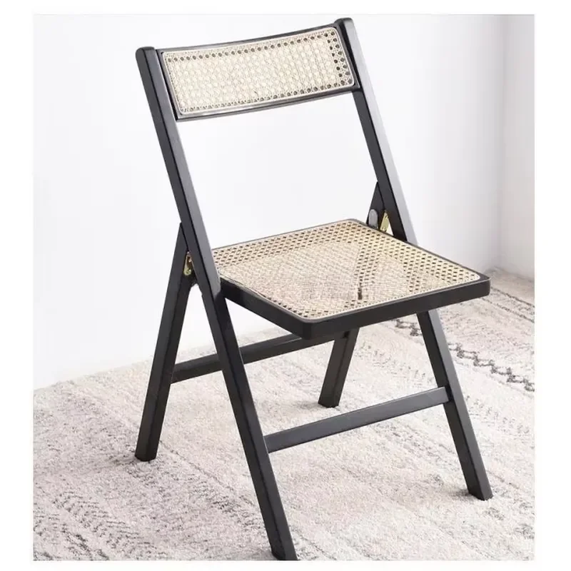 Vintage Garden Living Room Cane Rattan Wicker Wooden Folding Chair