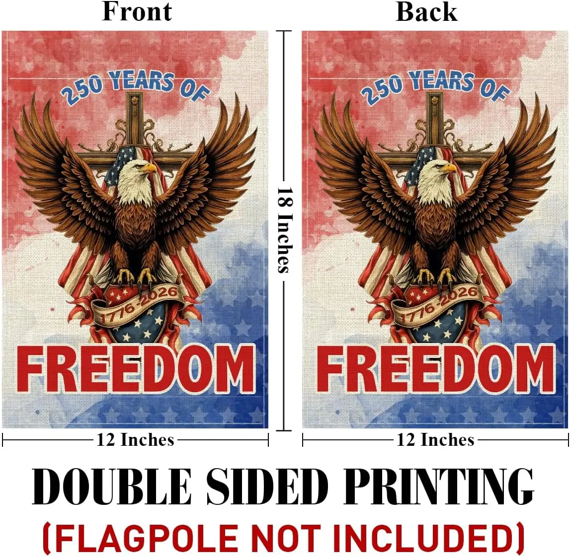 250 Years America Garden Flag 12x18 Inches - 250th Anniversary USA Patriotic Garden Flags Double Sided for Outside Yard Porc PPZ