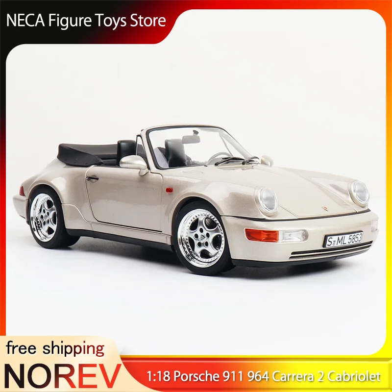 NOREV 1:18 Porsche 911 964 Carrera 2 Cabriolet Modelo Diecast Dourado Champanhe com Portas, Porta-Malas e Capô Abríveis Brinquedo Presente para Adultos e Fãs