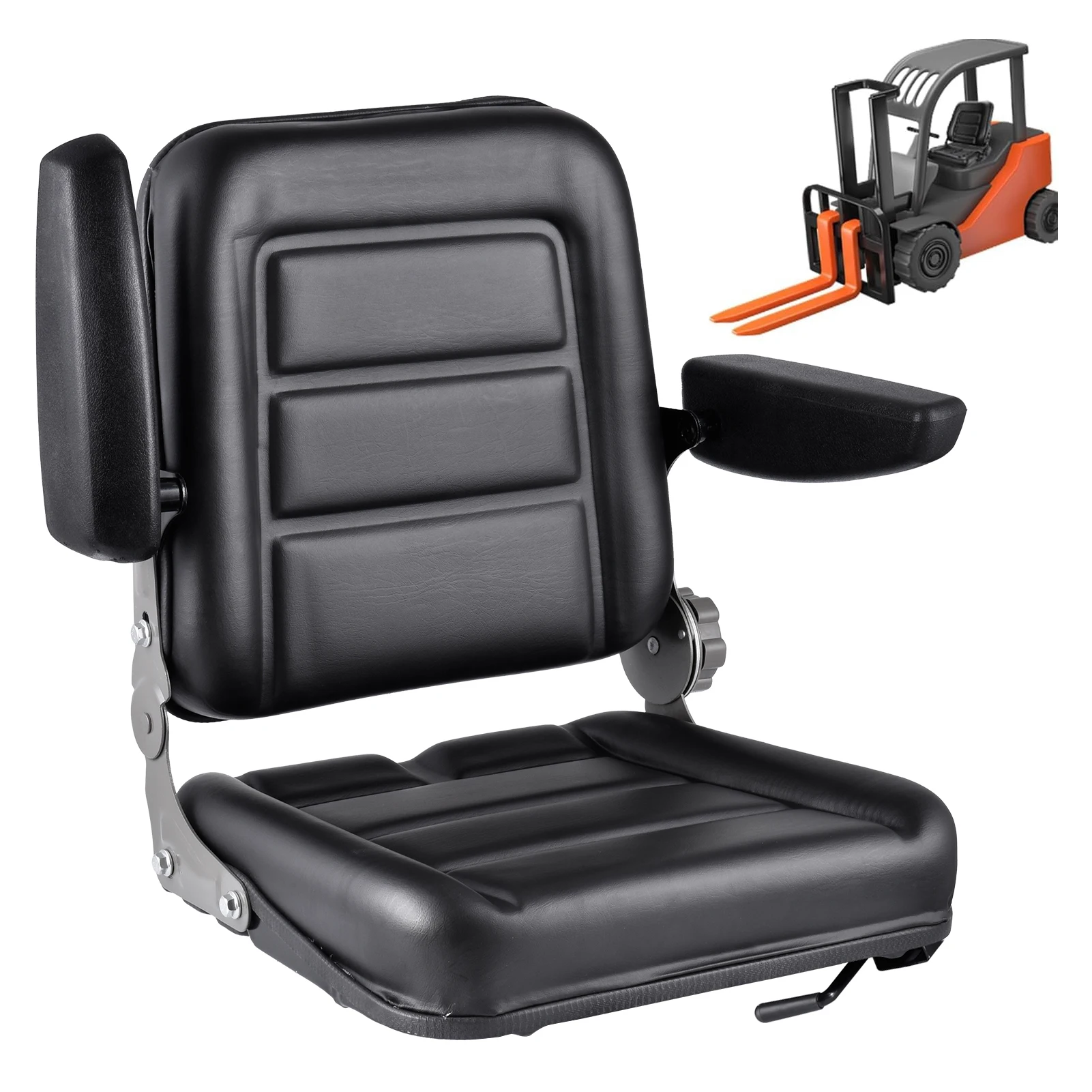 

Tractor Seat with Fold-Down Design, Adjustable Armrests for Backhoes, Dozers, Agricultural Equipment Maintenance