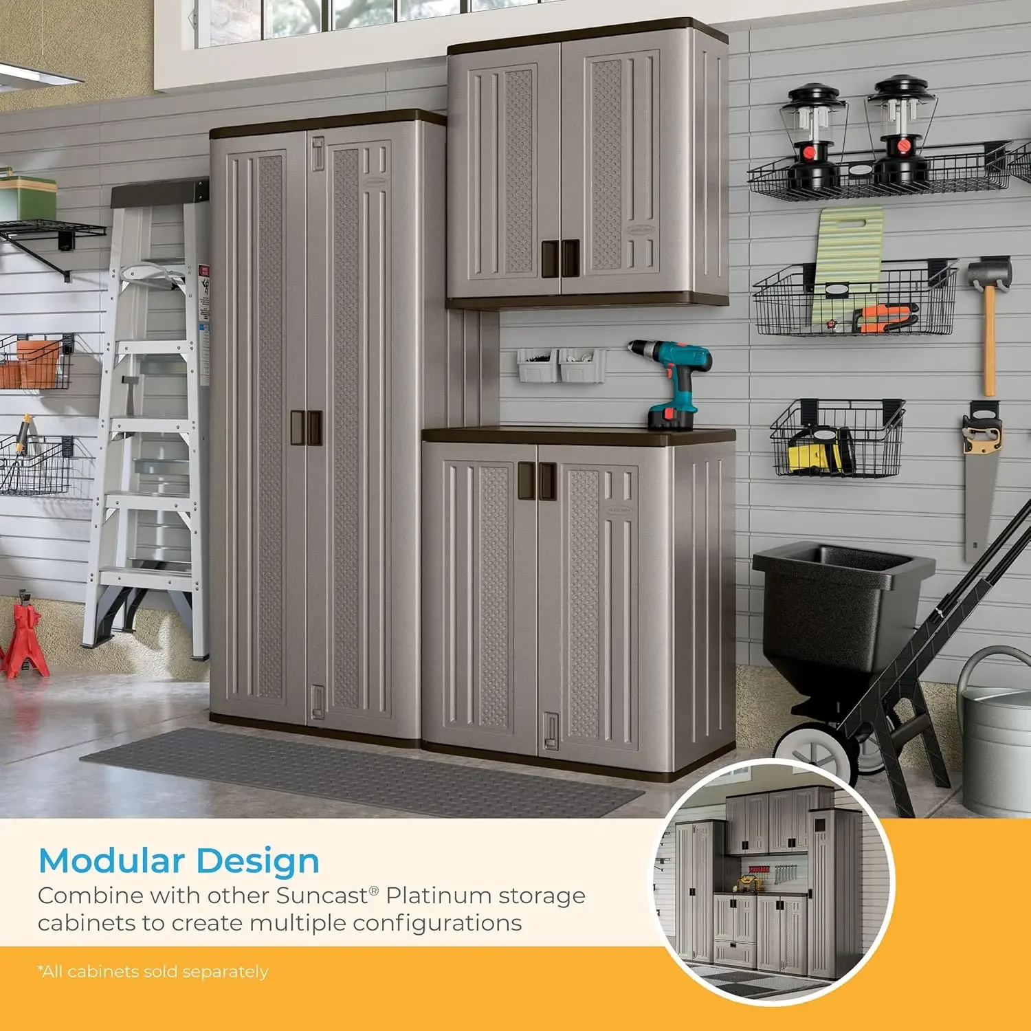 Heavy Duty Base Construction Storage Garage Organizer with Metal Reinforced Shelving, Low Maintenance