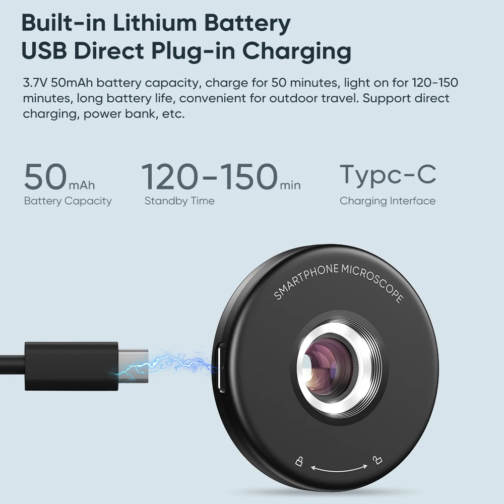 Universal 200X Microscope Super Macro Lens for Mobile Phone Magnification with 6 LED Light HD Mini Microscope