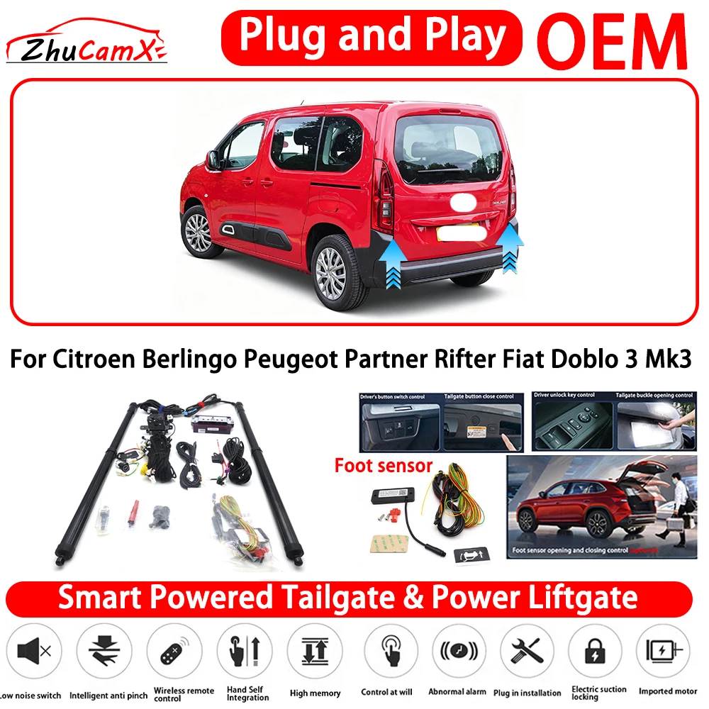for Citroen Berlingo Peugeot Partner Rifter Fiat Doblo 3 Mk3 Smart Powered Tailgate Power Liftgate Automatic Rear Trunk Tailgate