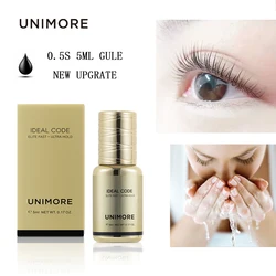 Unimore-pegamento profesional para extensión de pestañas, 5ml, 0.5S, secado rápido, resistente al agua