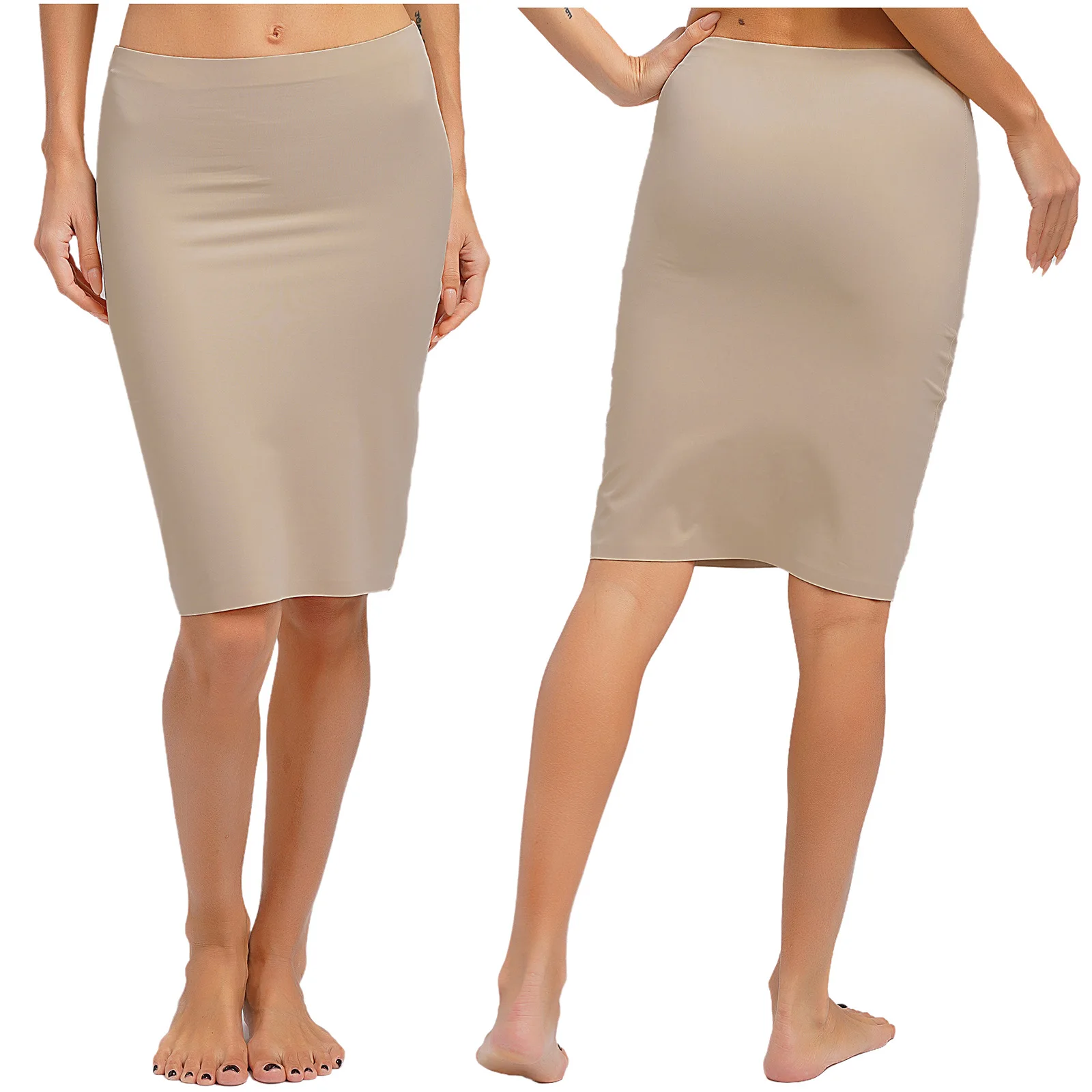 

Women Tummy Control Pencil Skirt Solid Color Mid-half Suit Skirt Body Shaperwear Underdress Seamless Casual Daily Office Skirt