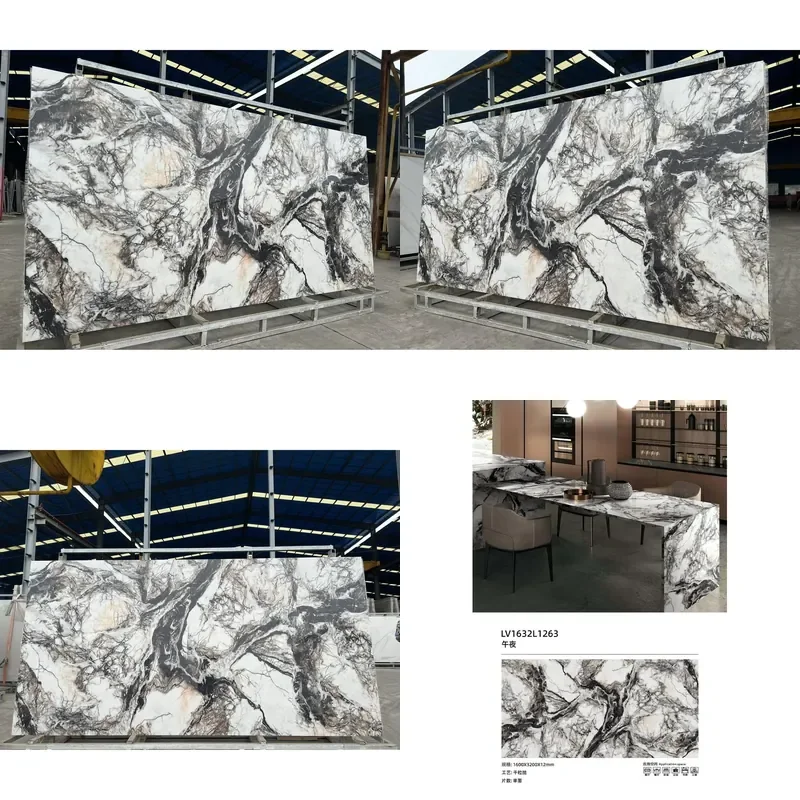 for  New Customizable Color Decorative Marble Artificial Stone 1600x3200x12MM Luster Sintered Stone Table