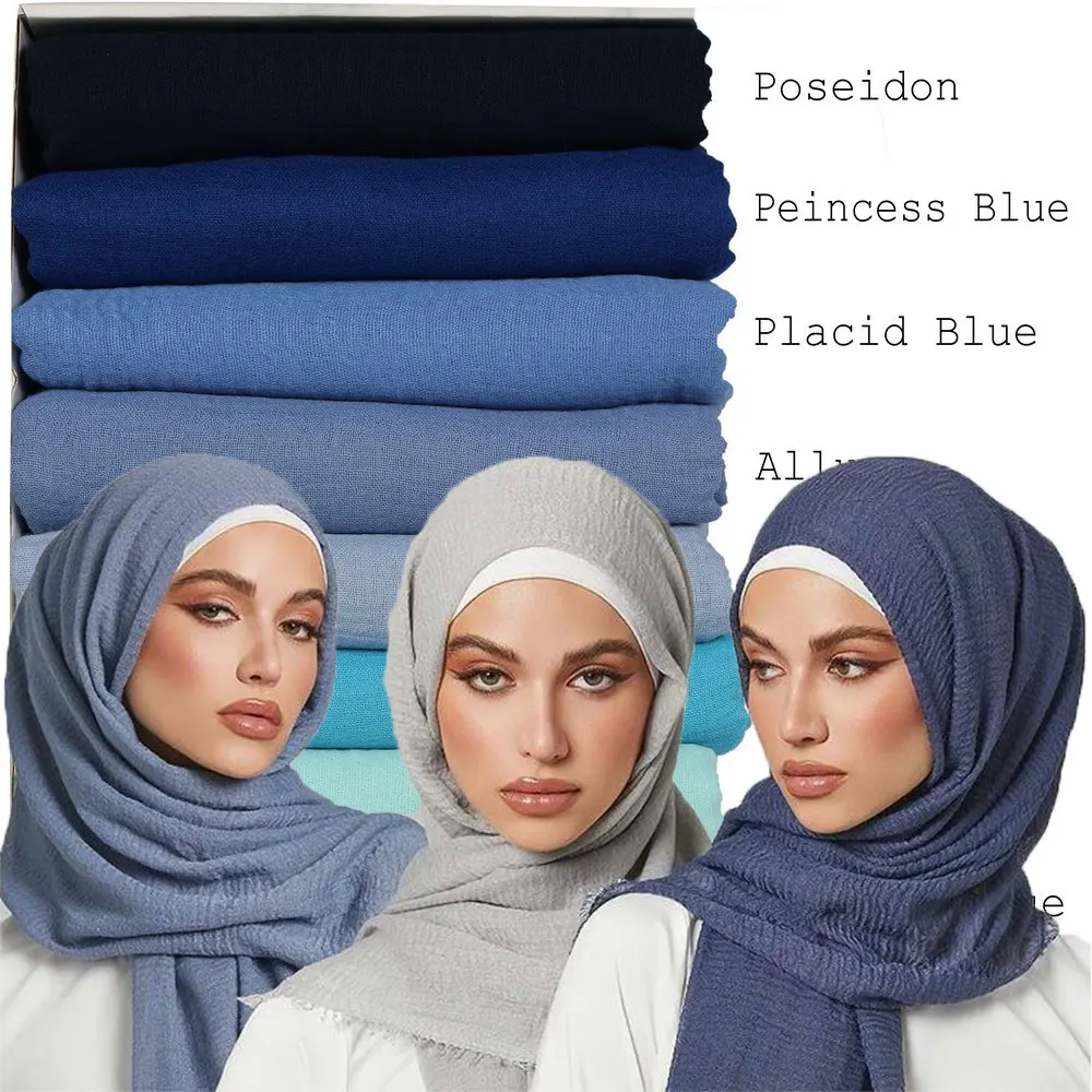 wholesale material crinkle cotton hijab Muslim soft cotton headscarf islamic hijab shawls and wraps