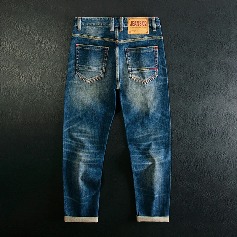 

Newly Designer Y2K Fashion Men Jeans Retro Blue High Quality Stretch Slim Fit Vintage Jeans Men Embroidery Casual Denim Pants