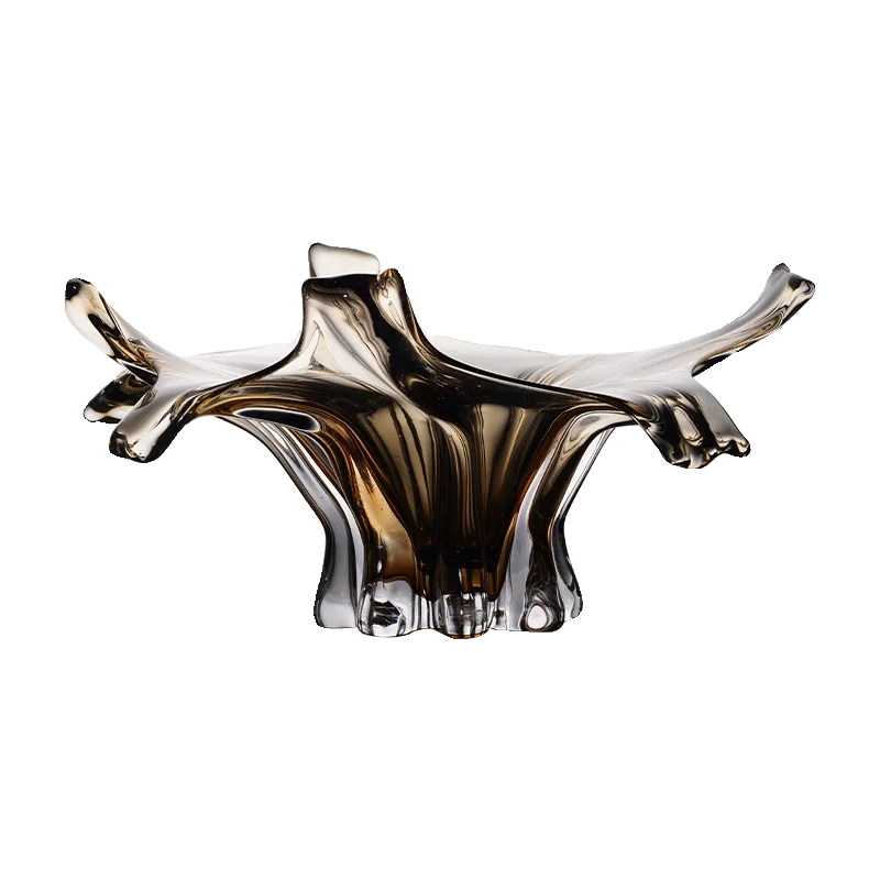 

Light luxury high-end wabi-sabi wind high-end crystal glass fruit plate, glass abstract art fruit plate ornament