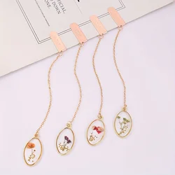 Elegant Literary Bookmark - Eye-Catching Dried Flower & Crystal Alloy Book Clip for Passionate Readers