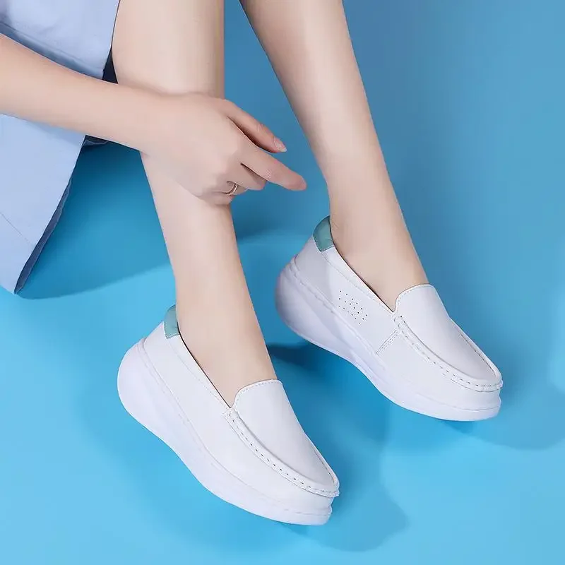 Mocassins plats français en cuir authentique pour femmes, escarpins de luxe, coupe basse, chaussures de haute qualité, printemps et automne, nouveau, 2024