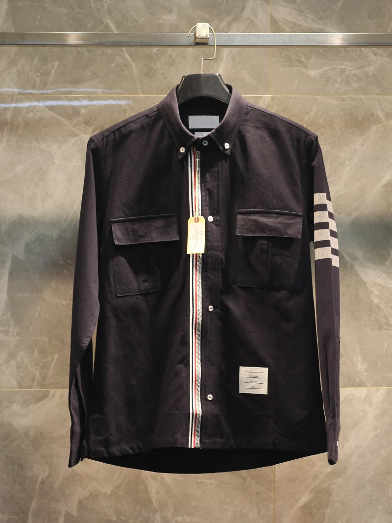 

High-End Spring Autumn Zipper irt Jaet Men Women Stand Fit Long Sve Cotton Blend Faion Urban Sle Pure Color