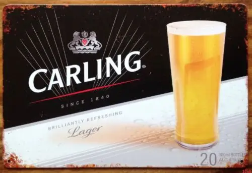 Carling Beer Lager Pin Up Advert Retro Vintage Metal Bar Pub Shed MAN CAVE SIGN