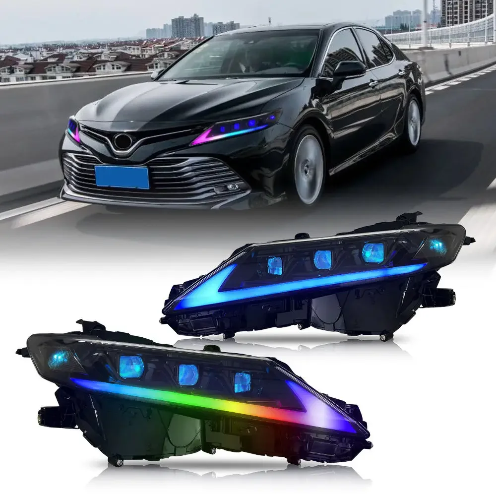 Factory Wholesale RGB Style Headlamp  Camry 2018-2024 LE SE XLE XSE TRD Sedan High Blue Animation Start-Up Headlight Car