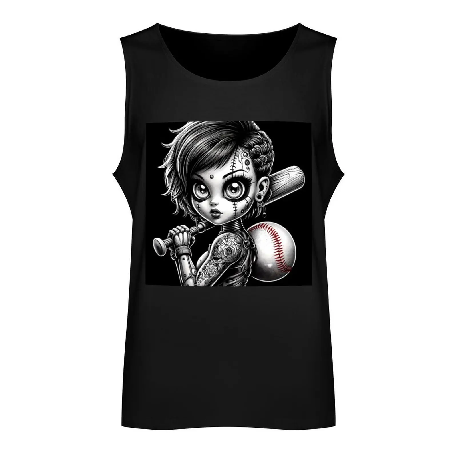 Cyber Baseball Player with Intense Gaze Tank Top vest for men sleeveless vest men basketball Men's t-shirt