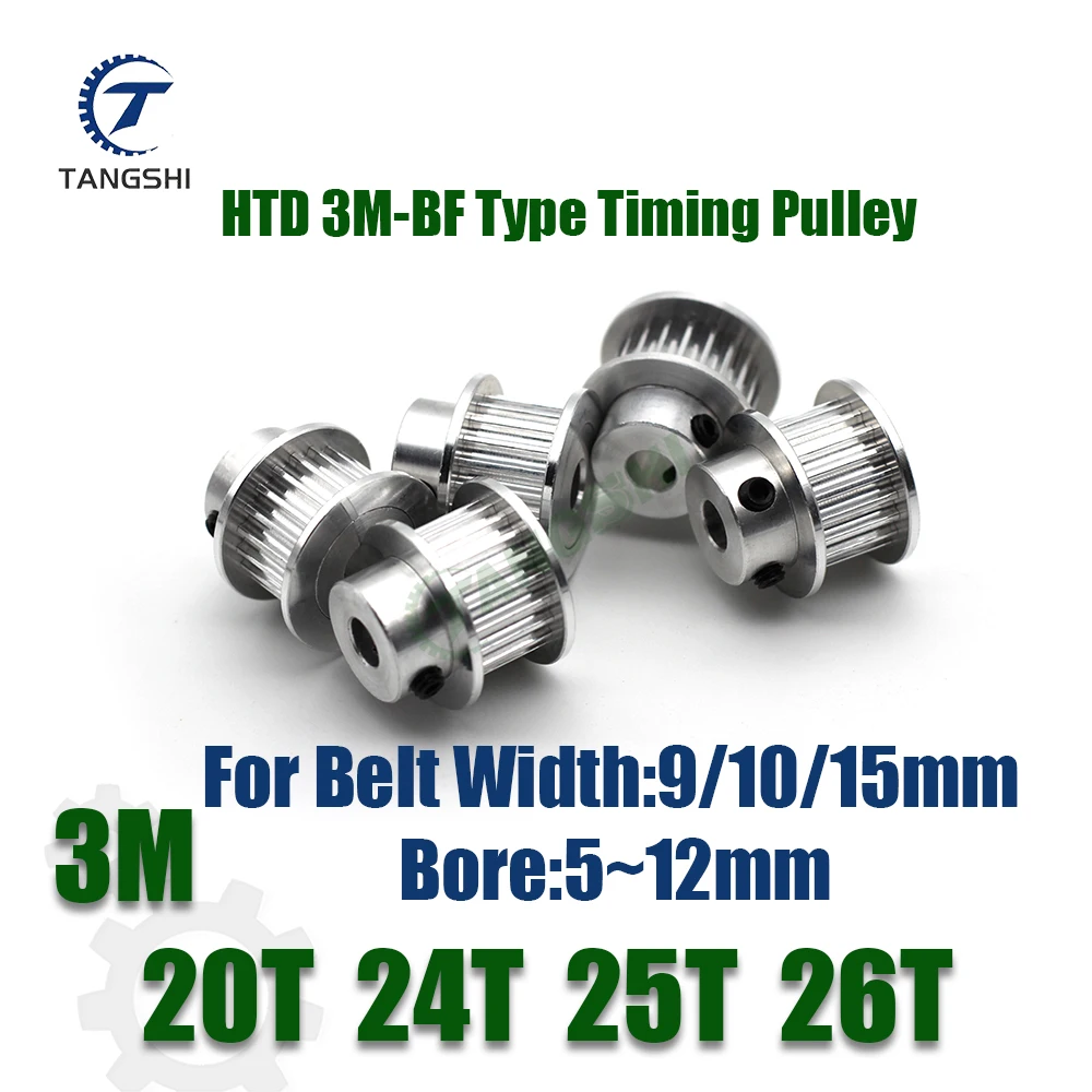 HTD 3M 20T 24T 25T 26Teeth Timing Pulley Bore 5/6/6.35/7/8/10/12mm For Belt Width9/10/15mm Synchronous Wheel 20Teeth 24Teeth 26T