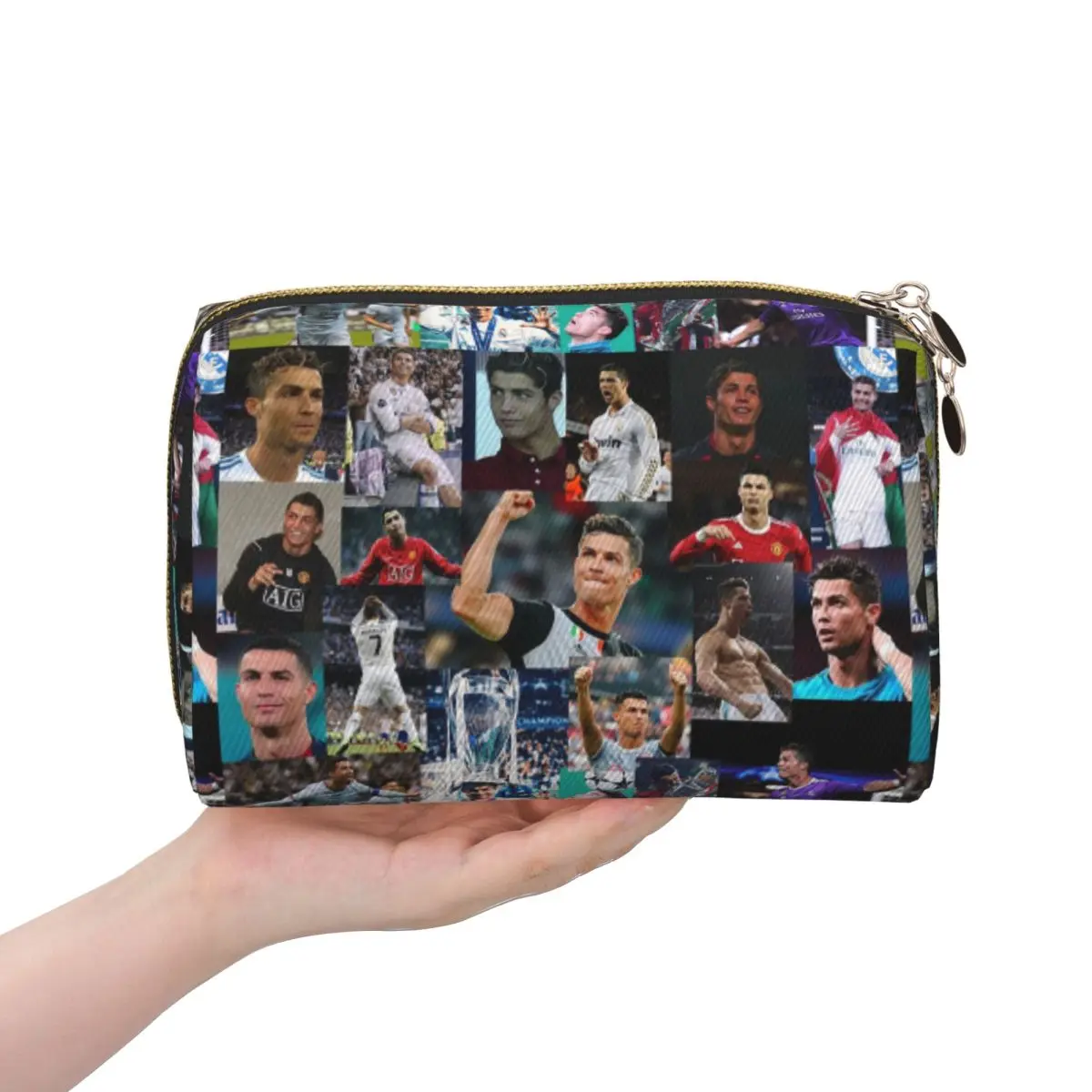 Ronaldo Collage CR7 Women Cosmetic Bags Travel Makeup Organizer Pouch Toiletry Storage Dopp Kit Box