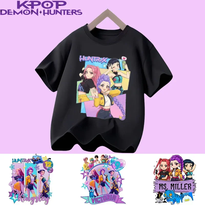 Kpop Demon Hunters Parent Child Halloween Kpop Demon Hunters TShirt Harajuku Casual Fashion Cotton Kid's Tshirt Cosplay Clothing