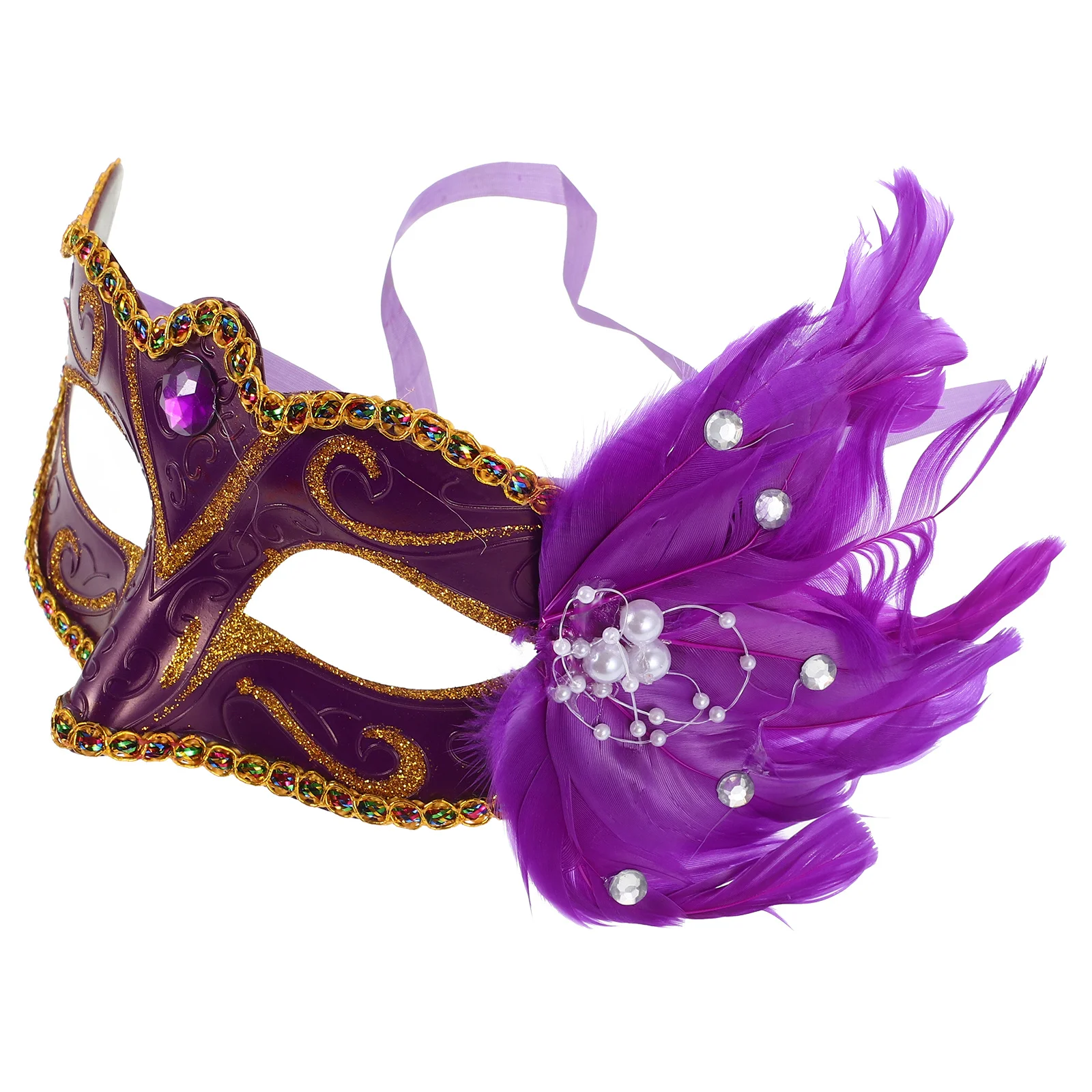 Costume da maschera in maschera dipinta colorata a metà faccia viola per maschera per il viso da principessa per feste di ballo di carnevale