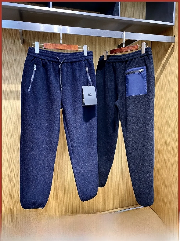 

Premium Fce Lined Outdoor Casual Sweatpants for Men mid Waist Straight Leg Five Lengths Pure Color Youthful Vitali Sle