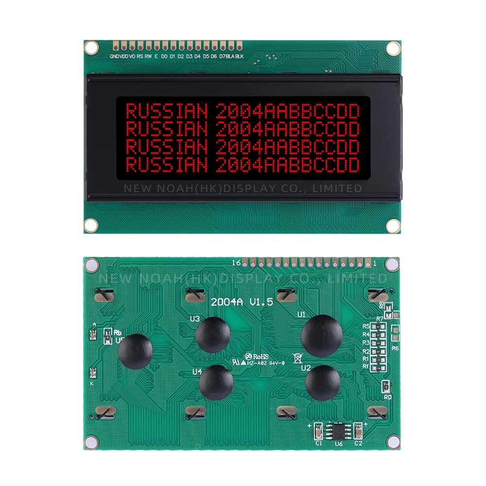 Russische BTN Zwarte Film Rood 2004A 3.3V Karakter LCD Module Scherm 4*20 98*60MM ST7066U Ondersteuning Schema Ontwikkeling